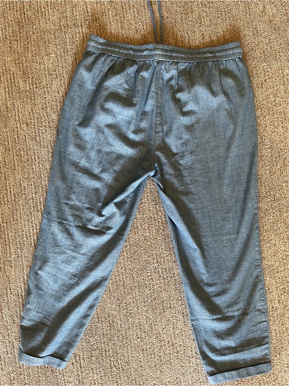 J Crew Chambray Drawstring Tapered Pants Resort Wear Coastal Casual 12 - Picture 2 of 11